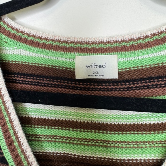 Aritzia Wilfred Canterbury Puff Sleeve Striped V-Neck Cropped Cardigan Size 2XS - Picture 5 of 11